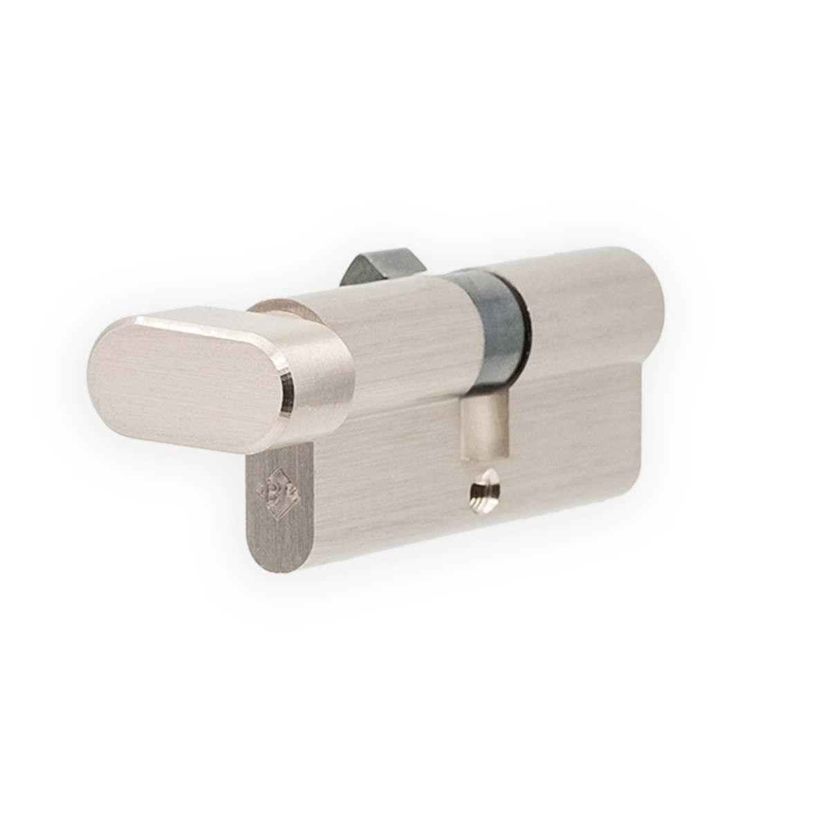 Cilindro de serreta con condena Modelo 500K en acabado níquel para puertas de interior
