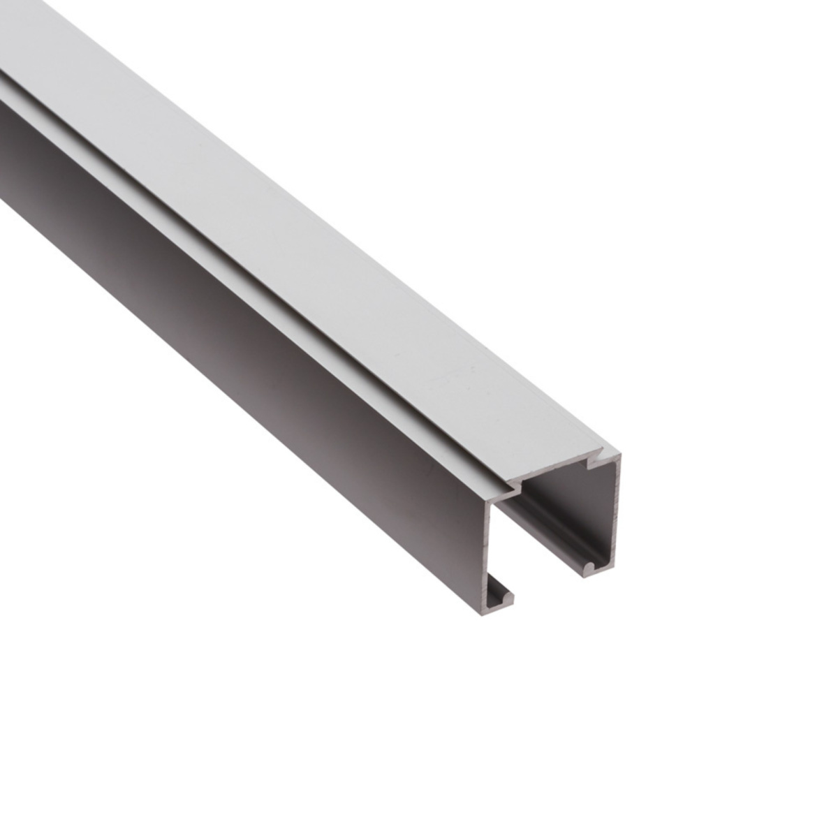 Perfil de aluminio plata modelo 22186 para guiado superior de puertas correderas de hasta 60kg