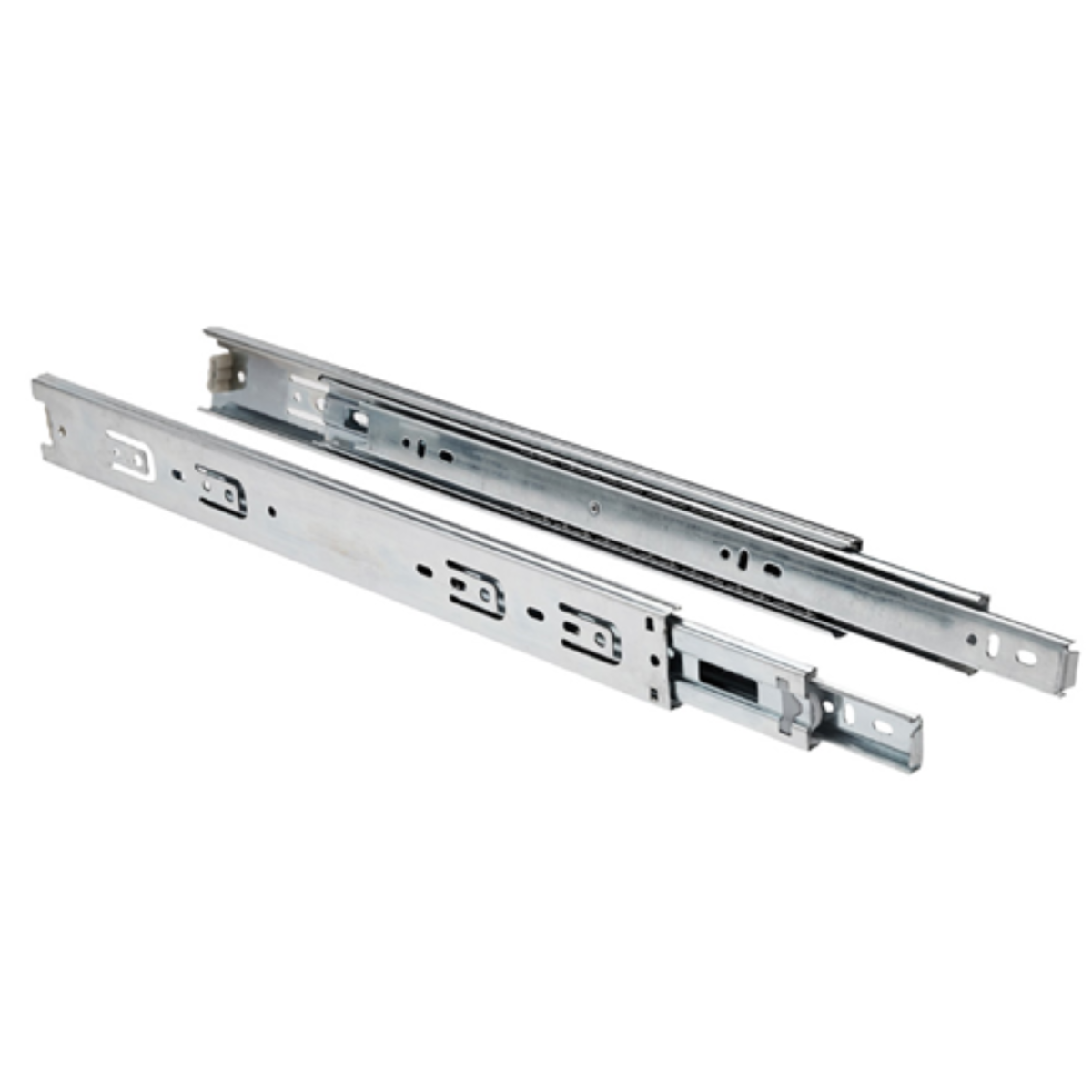 Guía telescópica de extracción total, cromada, medidas disponibles desde 250 hasta 600 mm