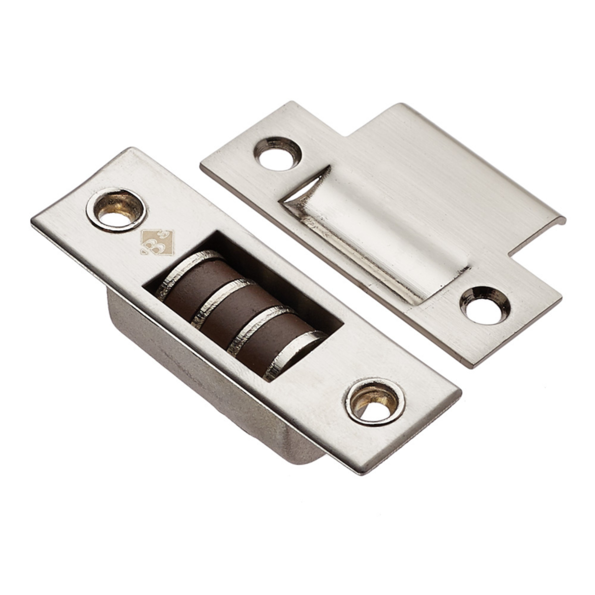 Picaporte magnético de rodillo Modelo 903 en acero inoxidable AISI 201, con sistema de atracción magnética para un cierre silencioso y suave en puertas de madera