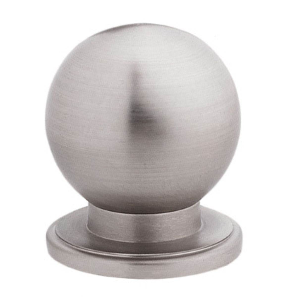 Tirador tipo bola Mod. 493 fabricado en aluminio con diseño esférico y base circular, acabado níquel
