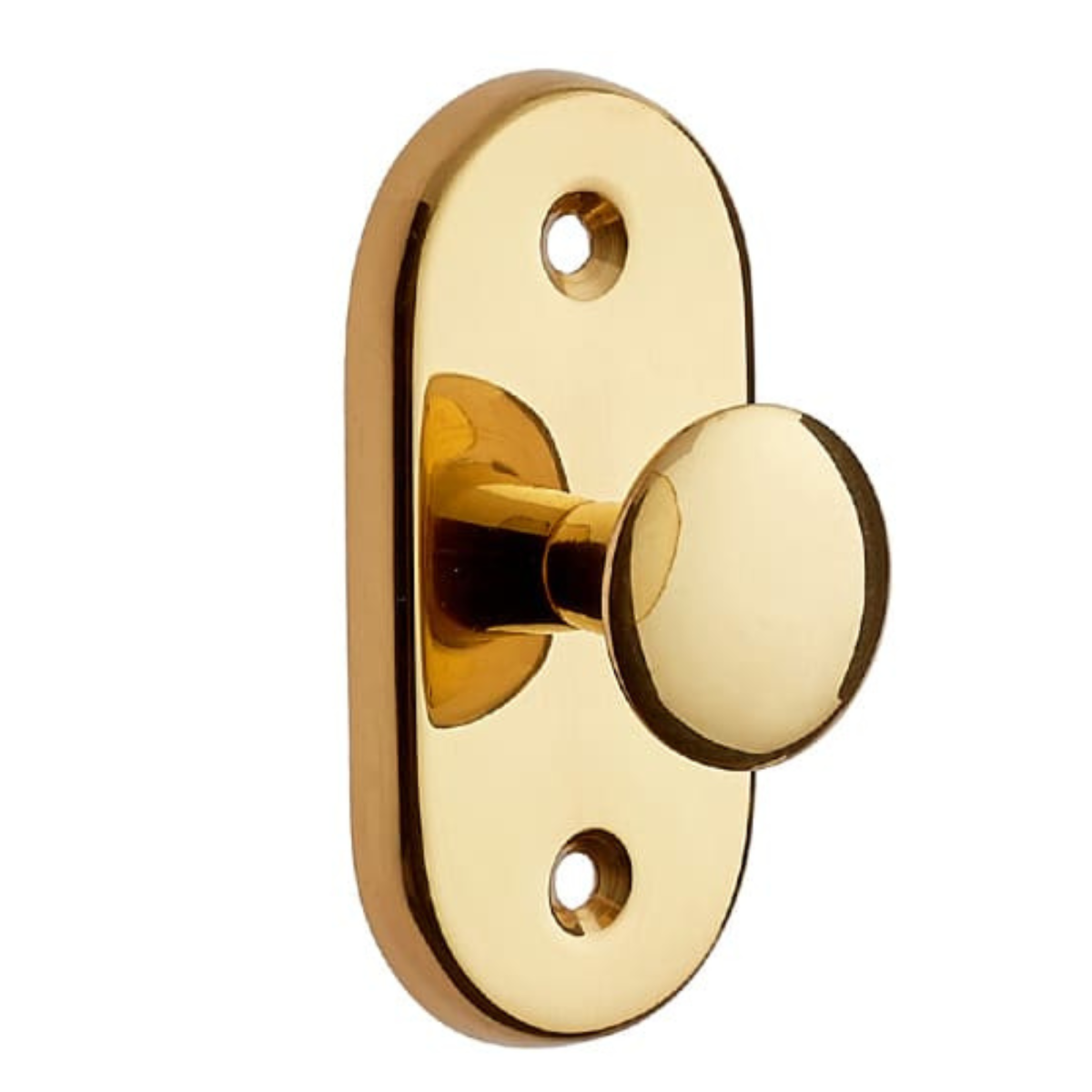 Tirador de maletero Mod. 504 en latón pulido con base ovalada y pomo redondo para maleteros de lujo.