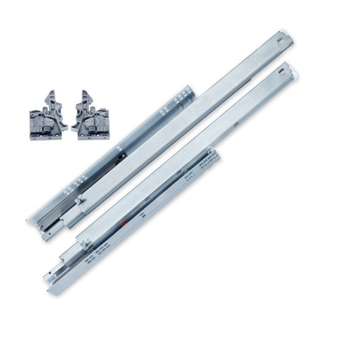 Guía oculta de extracción total, con sistema push to open, cromada,