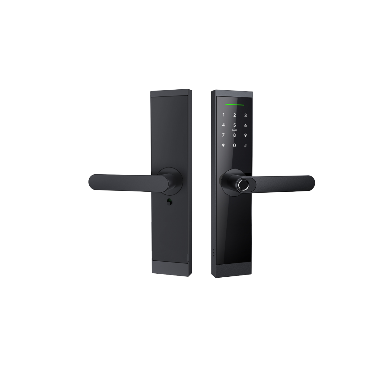 Cerradura inteligente EH05 para puertas de madera y aluminio con apertura mediante huella dactilar, contraseña, tarjeta RFID, llave digital y llave mecánica, ideal para alquiler vacacional, oficinas y control de accesos.