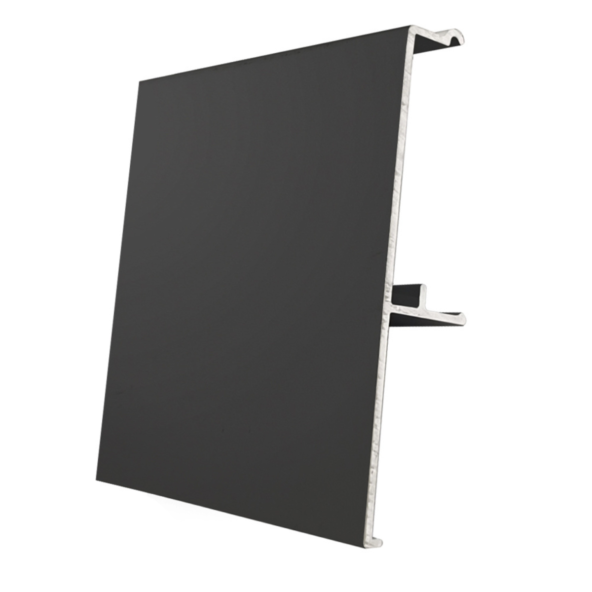 Tapa frontal de aluminio Modelo 1335 para guías de puertas correderas de hasta 120 kg. acabado negro.
