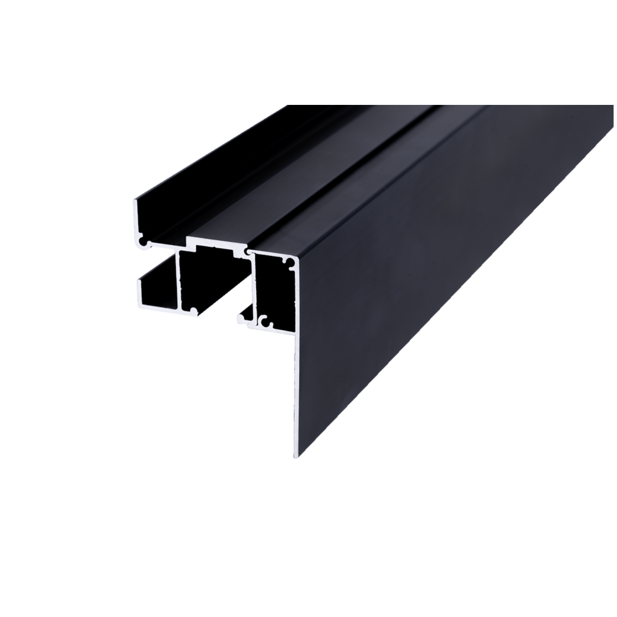 Tapa frontal de aluminio Modelo 881513 para guías de puertas correderas de hasta 60 kg. acabado negro.