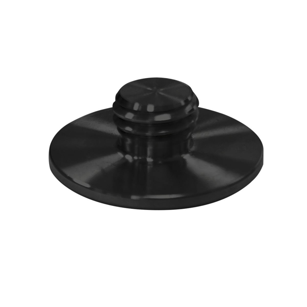 Base adhesiva de acero inoxidable para tope de puerta Mod. 530 con adhesivo 3M, disponible en acabado negro y acero inoxidable.